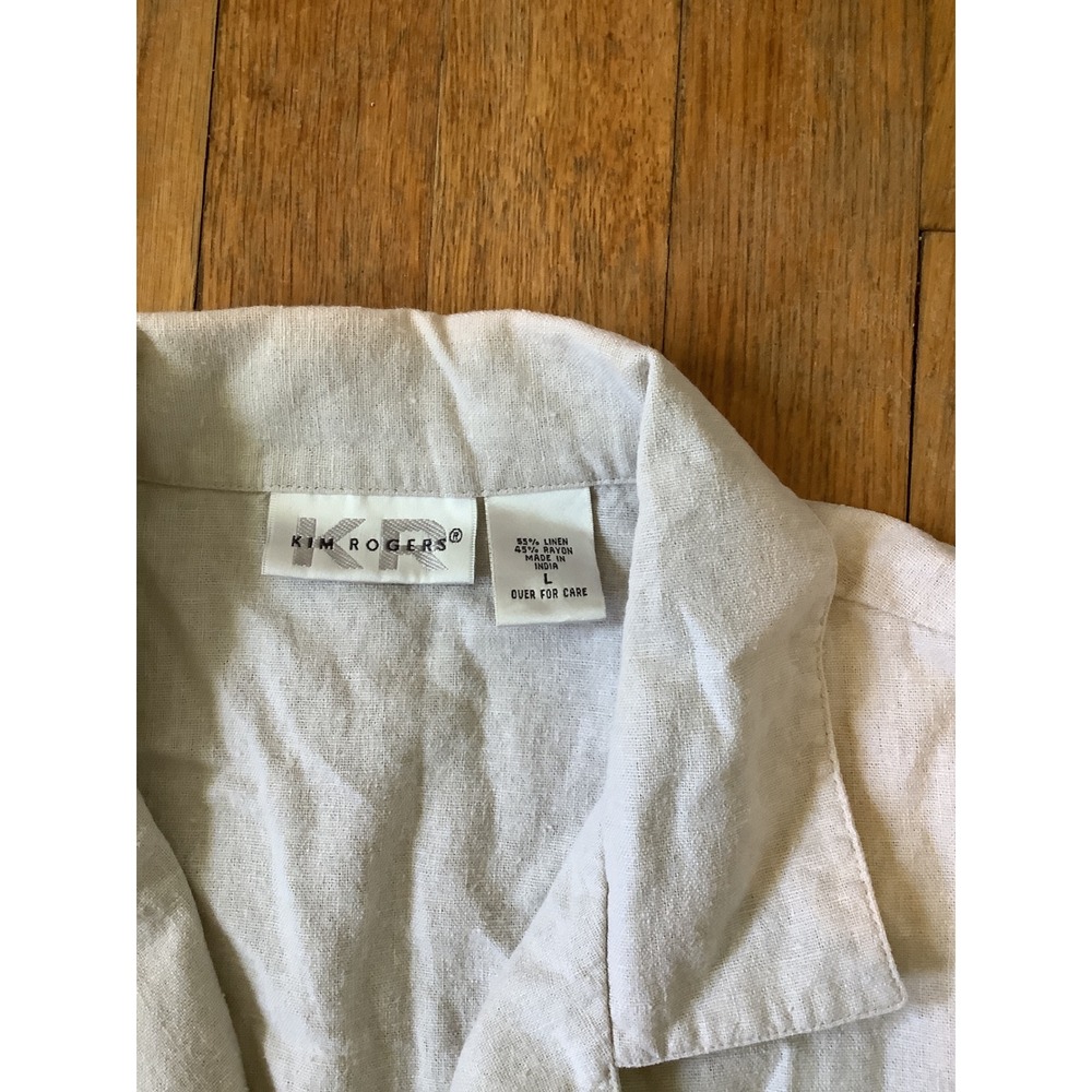 Kim Roger's Linen Blend Outfit Embroidered Floral‎ Details Set Size L - Picture 6 of 10